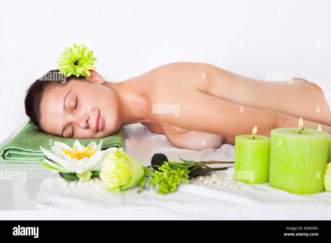 Beautiful Young Woman Relaxing In A Spa Stock Photo - Alamy