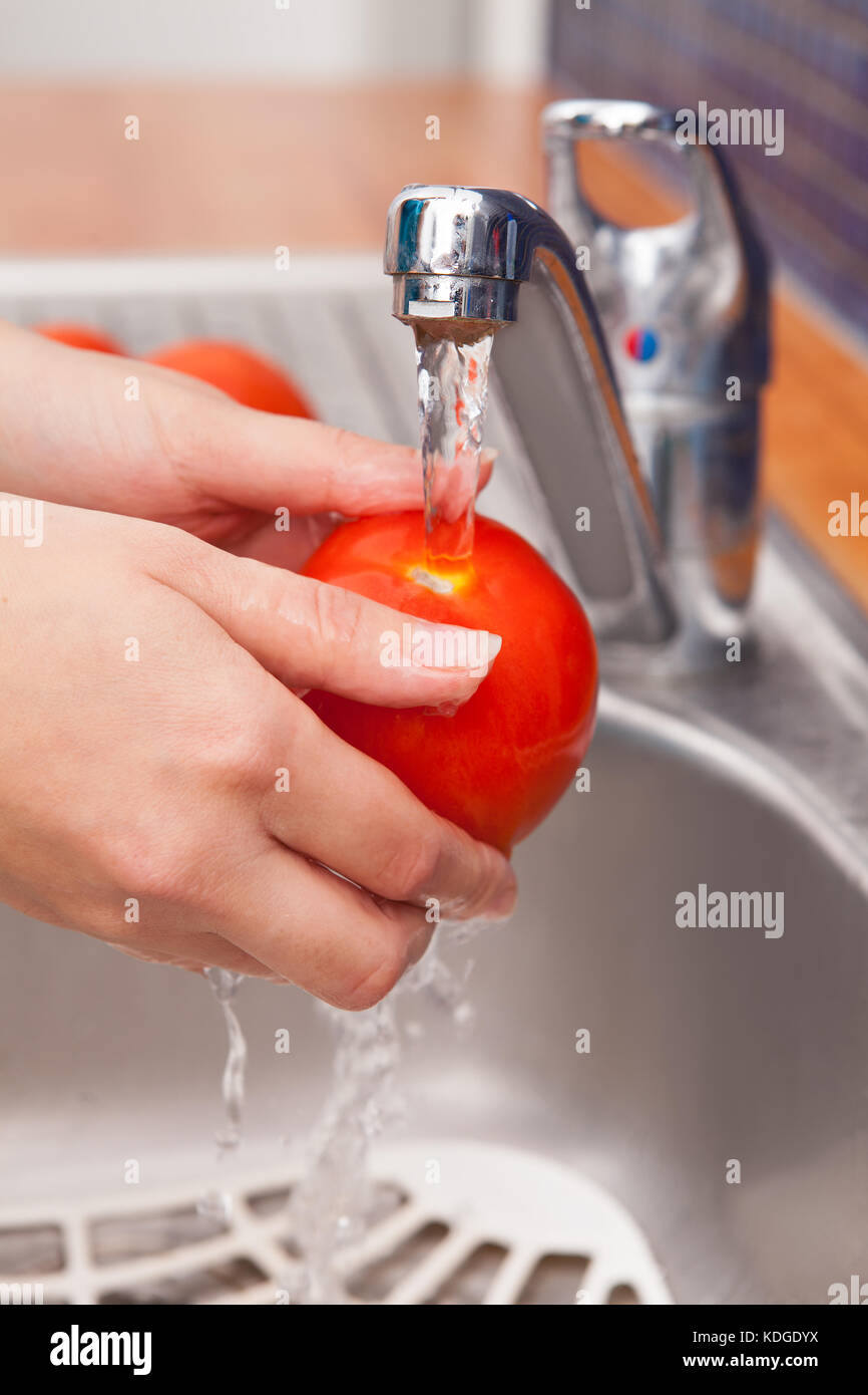 Washing tomato in running water hires stock photography and images Alamy