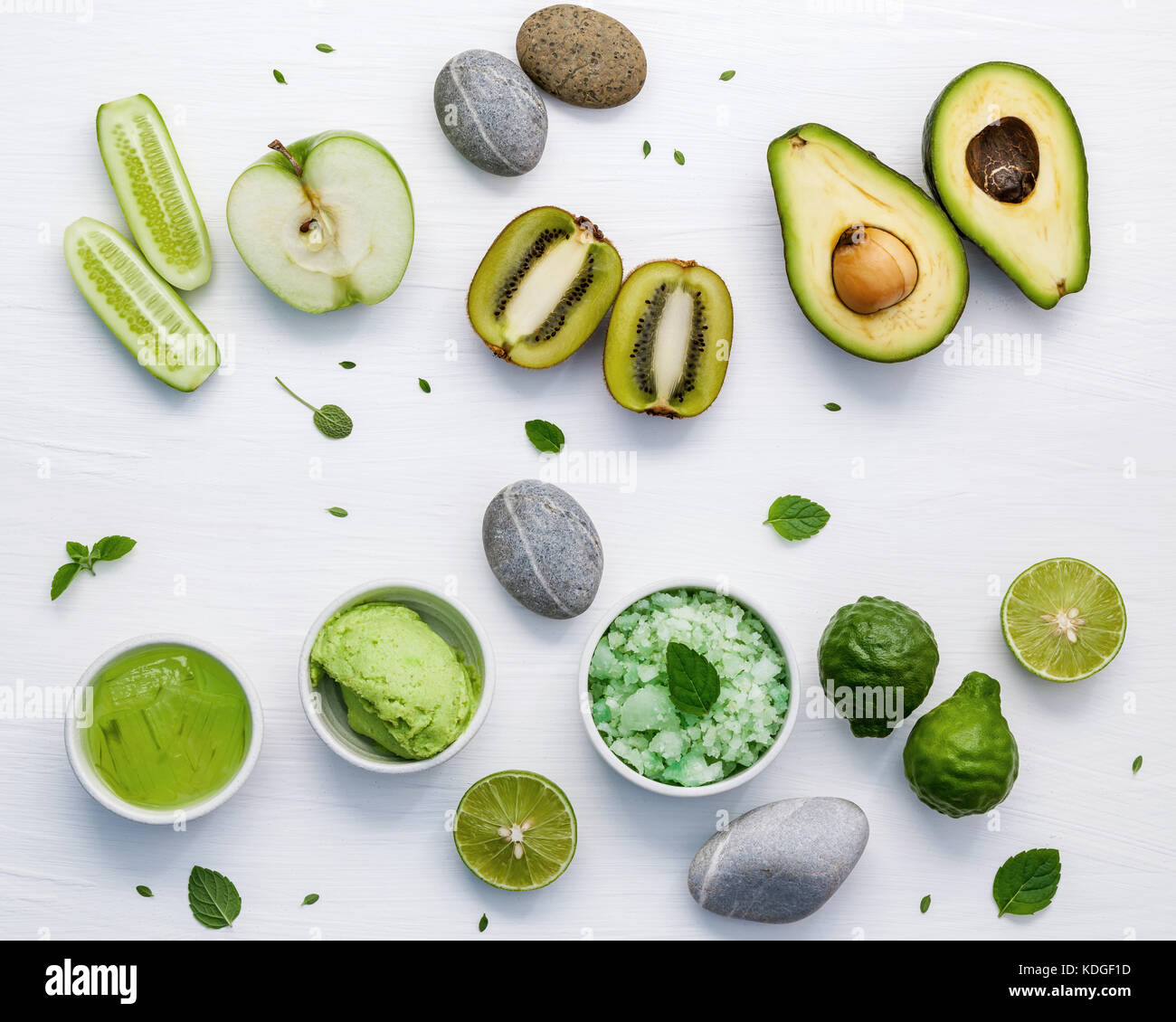 Homemade skin care and body scrubs with green natural ingredients aloe