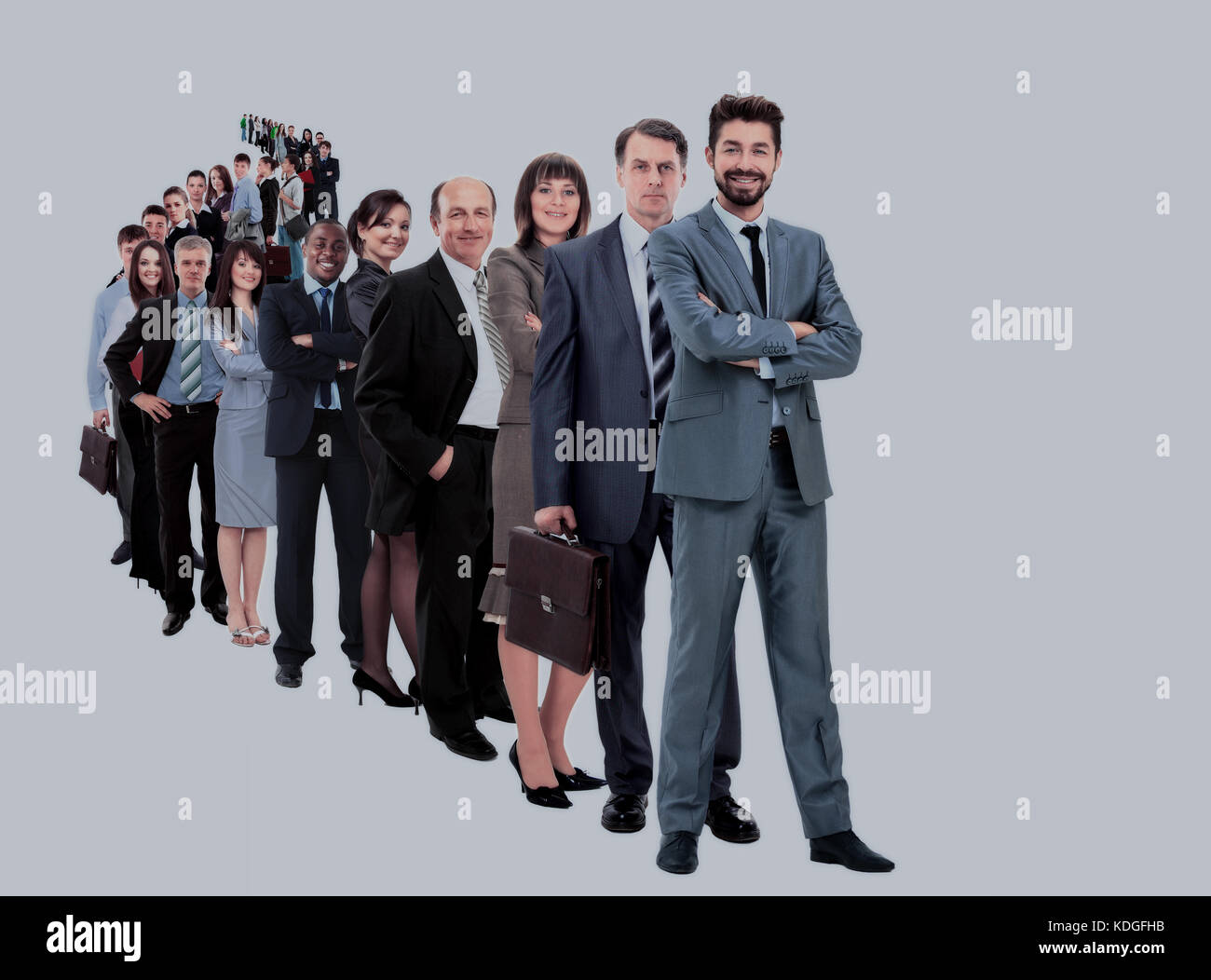 Business group in a row isolated over a white background Stock Photo ...