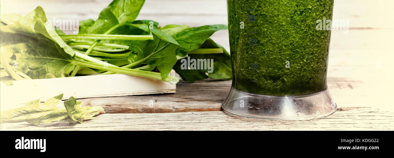 Proper nutrition. DETOX drink made from green vegetables in a blender