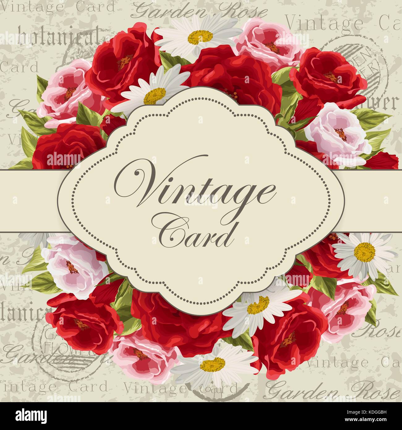 Vintage card with flowers Stock Vector Image & Art - Alamy