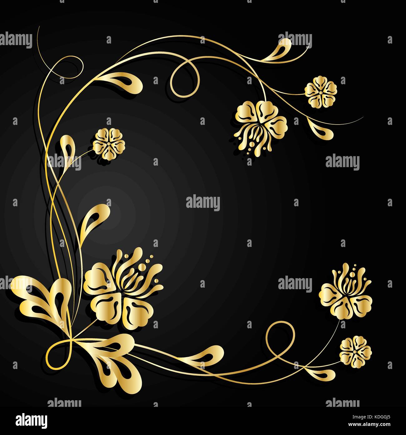 Gold flowers with shadow on dark background Stock Vector Image & Art Alamy
