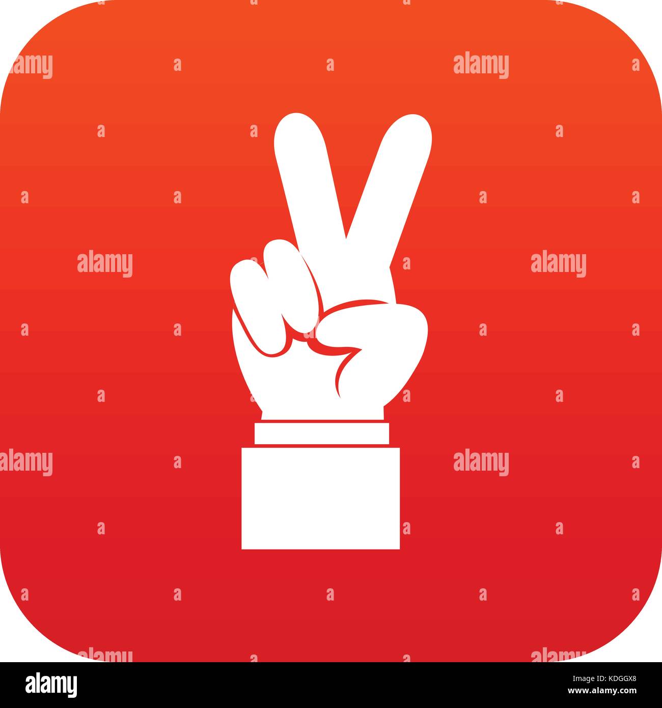 Hand with victory sign icon digital red Stock Vector Image & Art - Alamy