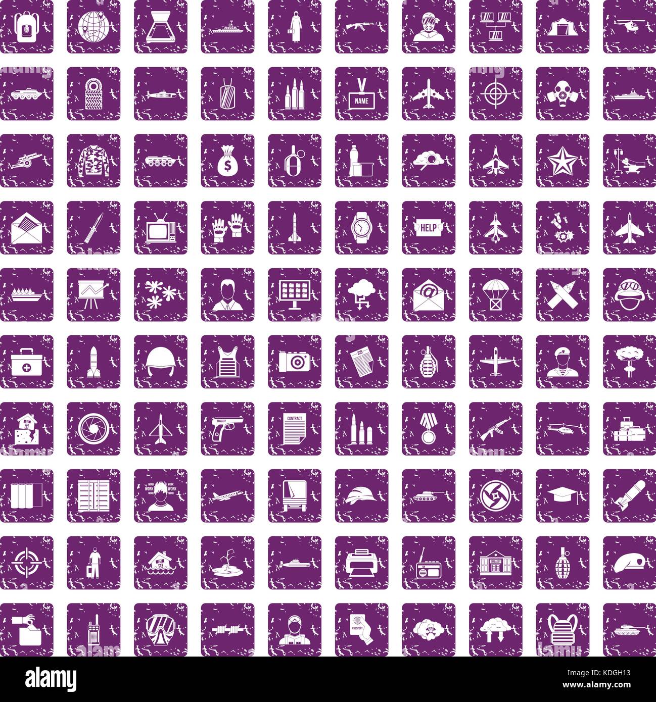 100 military journalist icons set grunge purple Stock Vector Image ...