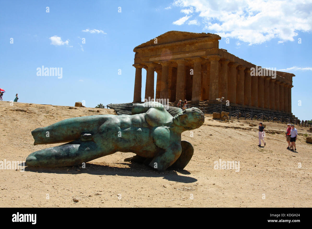 Agrigento, Sicily. Fallen angel statue in the foreground Stock Photo