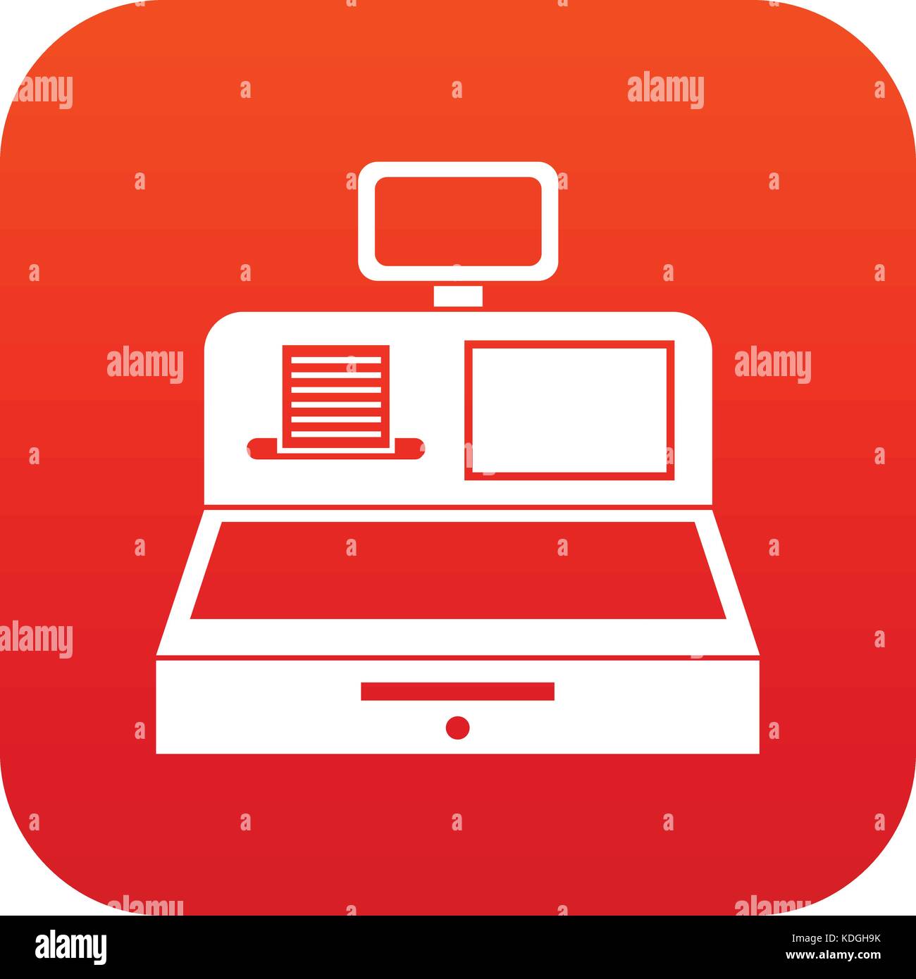 Cash register with cash drawer icon digital red Stock Vector