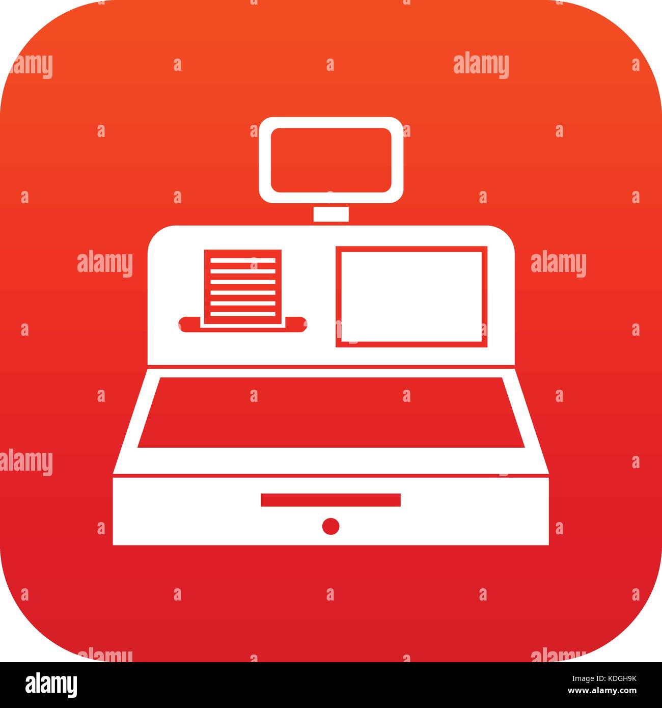 Cash register with cash drawer icon digital red Stock Vector Art & Illustration, Vector Image
