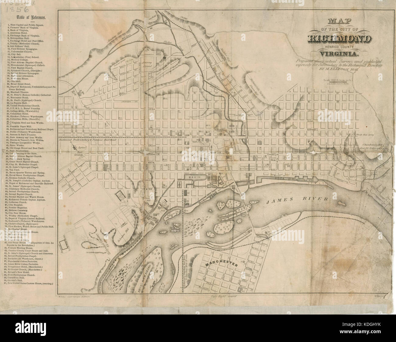 Map of Richmond, Ellyson, 1856 Stock Photo - Alamy