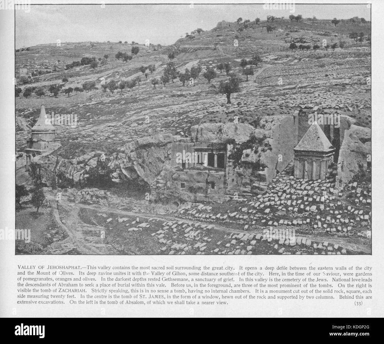 Outside of Jerusalem. Valley of Jehoshaphat, 33.Holy land photographed. Daniel B. Shepp. 1894 Stock Photo