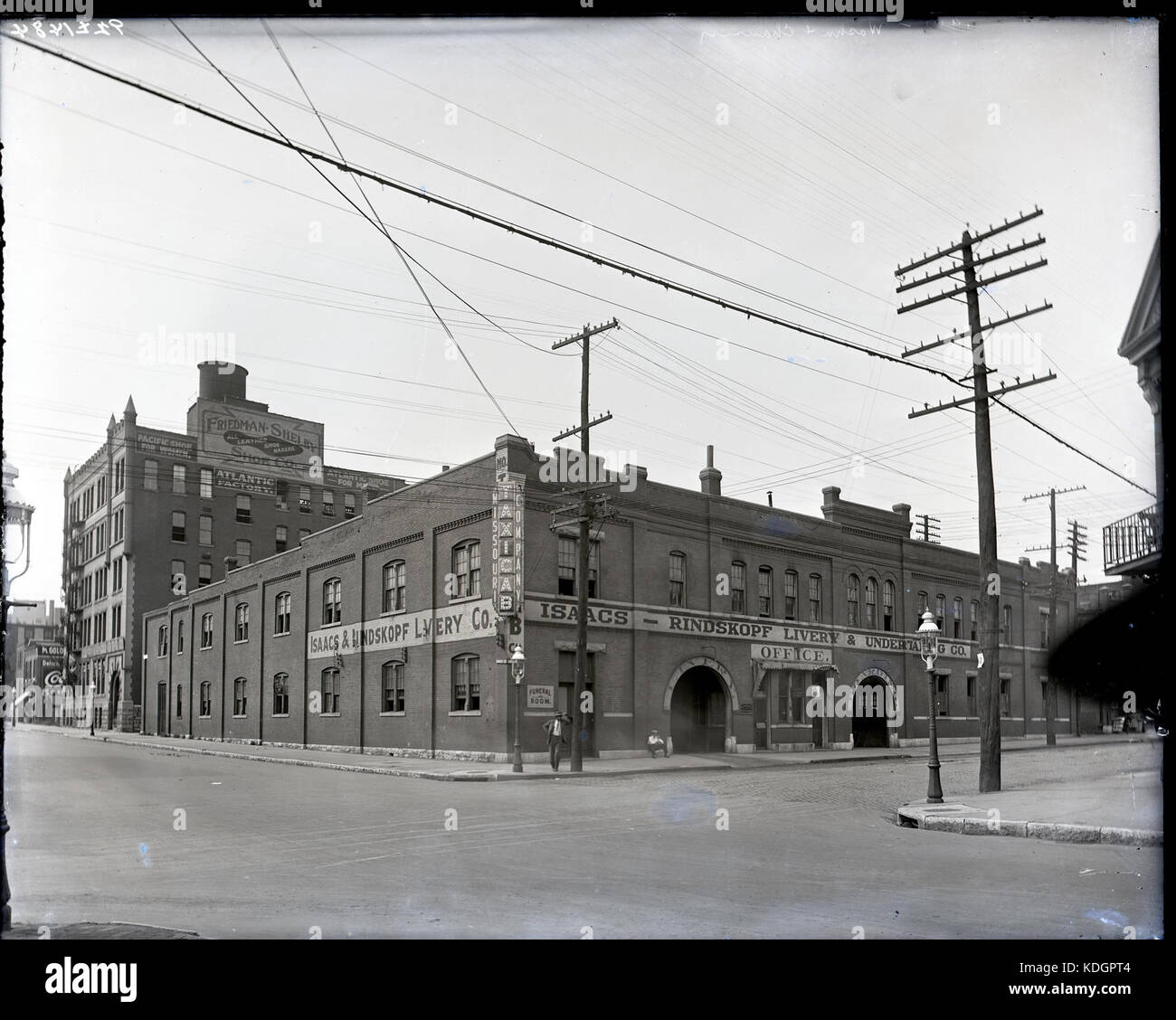 Isaacs and Rindskopf Livery and Undertaking Company, corner of Locust and Channing Stock Photo