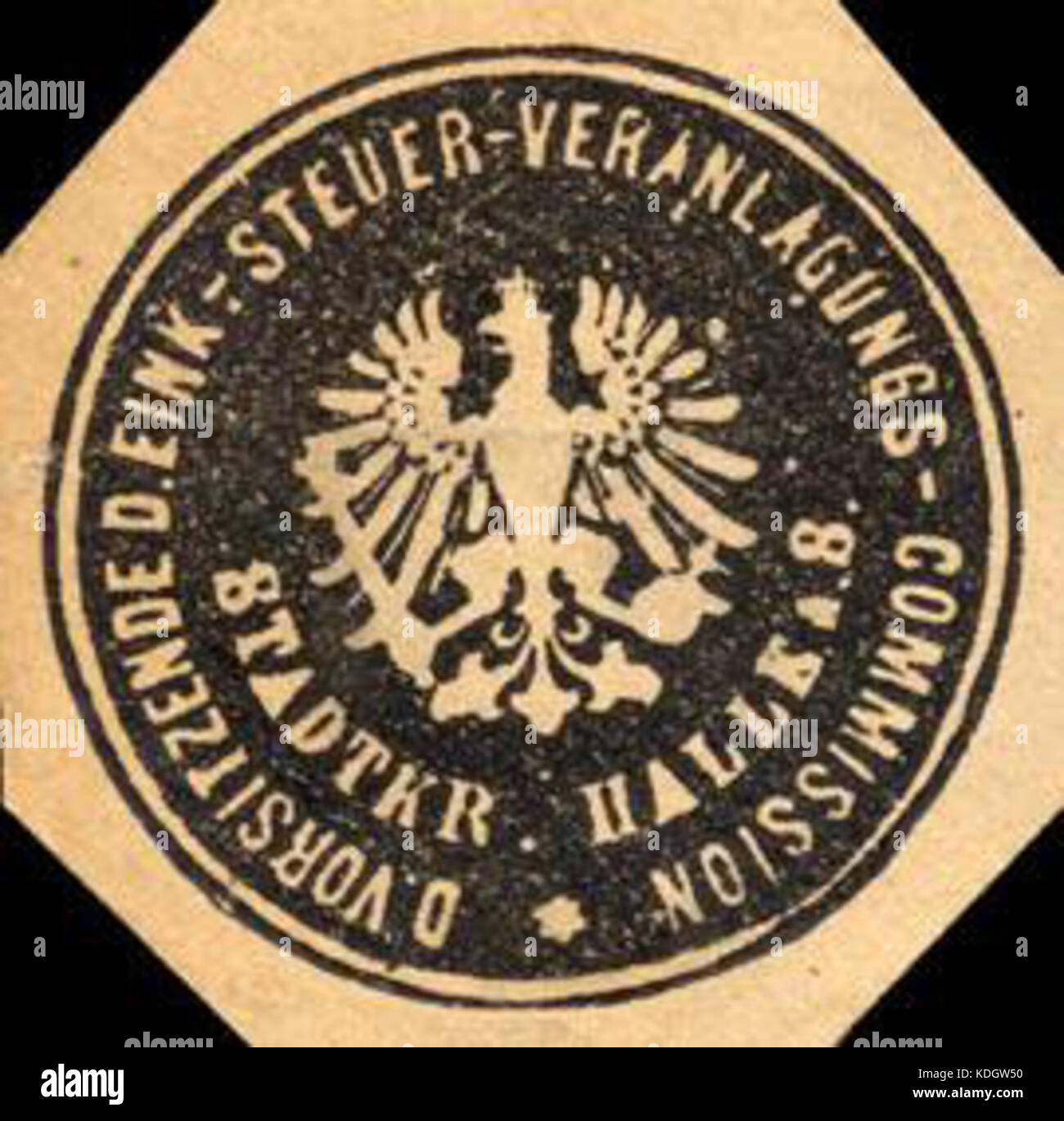 Siegelmarke Der Vorsitzende der Einkommen   Steuer   Veranlagungs   Commission   Stadtkreis Halle an der Saale W0218078 Stock Photo