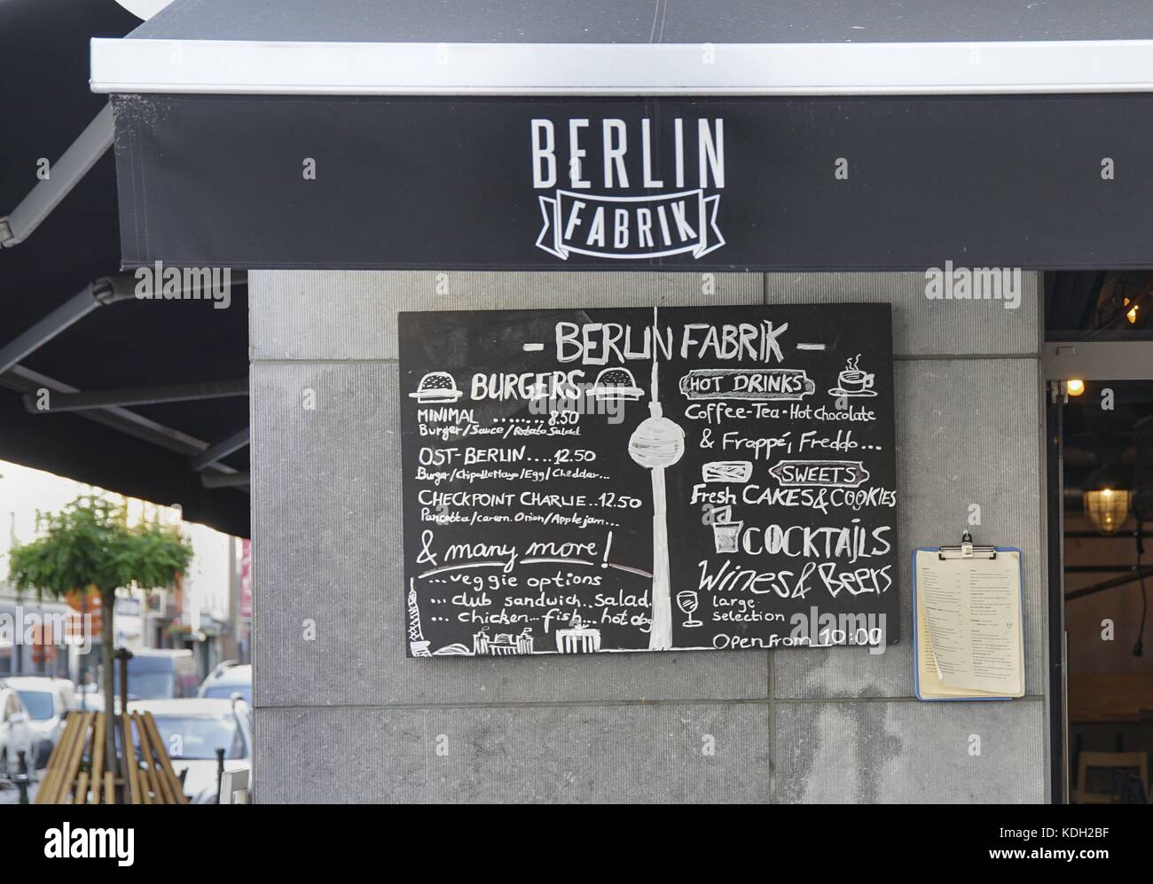 Some Burgers In Brussels Restaurant Berlin Fabrik Have Names Such Stock Photo Alamy