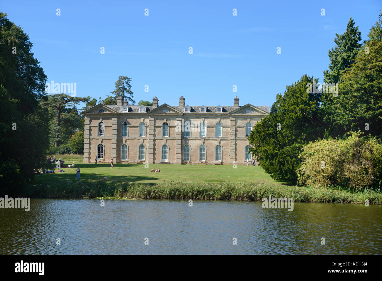 Southern Facade of Compton Verney House (1714) & Lake, a Country House, at Kineton, Warwickshire, England Stock Photo