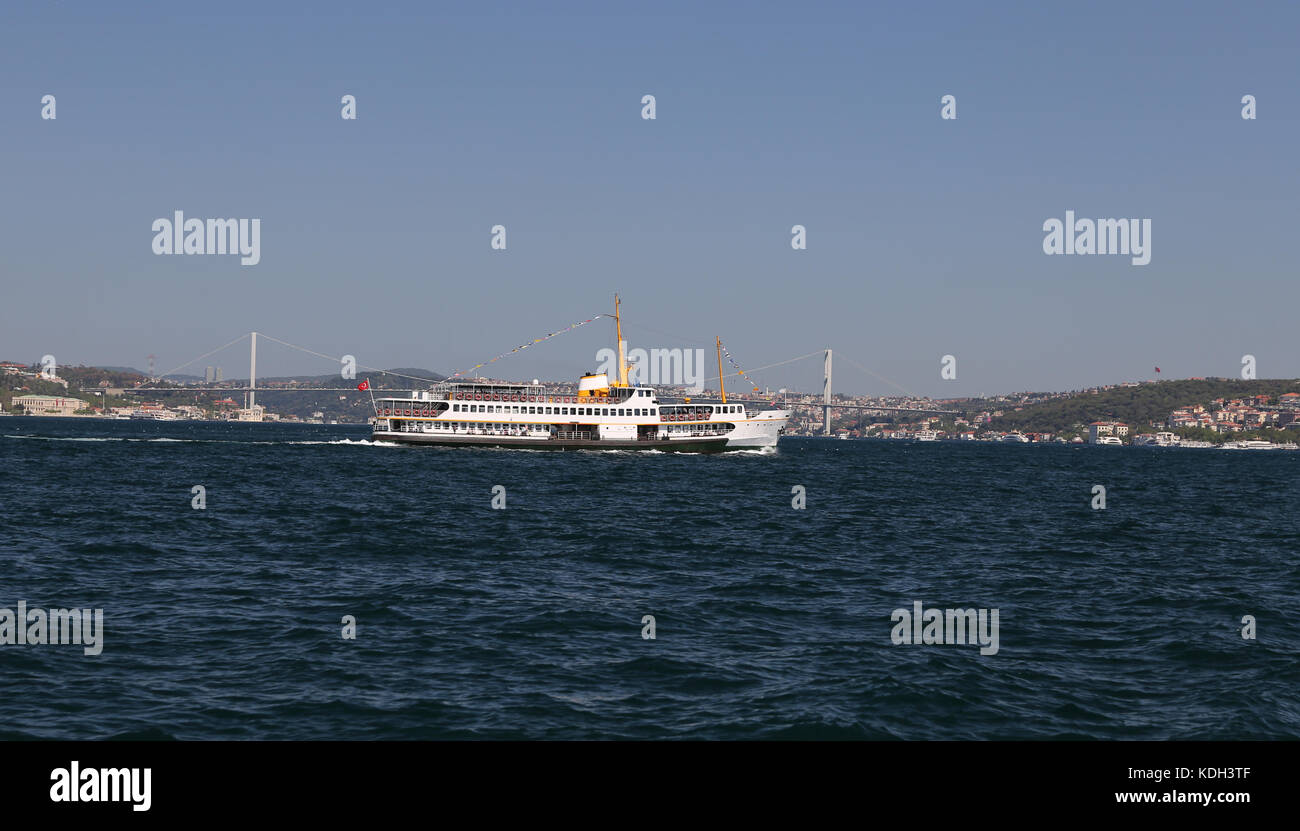 Ferry Passing Bosphorus Strait in Istanbul City, Turkey Stock Photo - Alamy