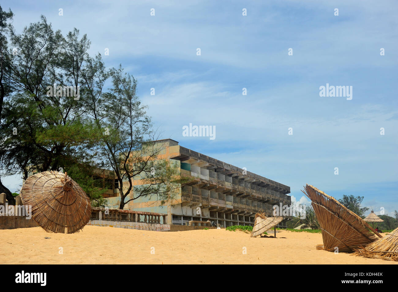 A block of flats overlooking the beach in Mozambique. Stock Photo