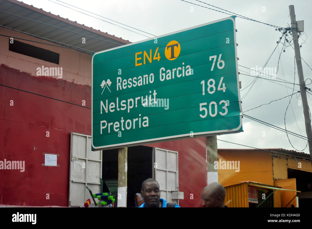 A Mozambique road sign showing direction to Pretoria. Stock Photo