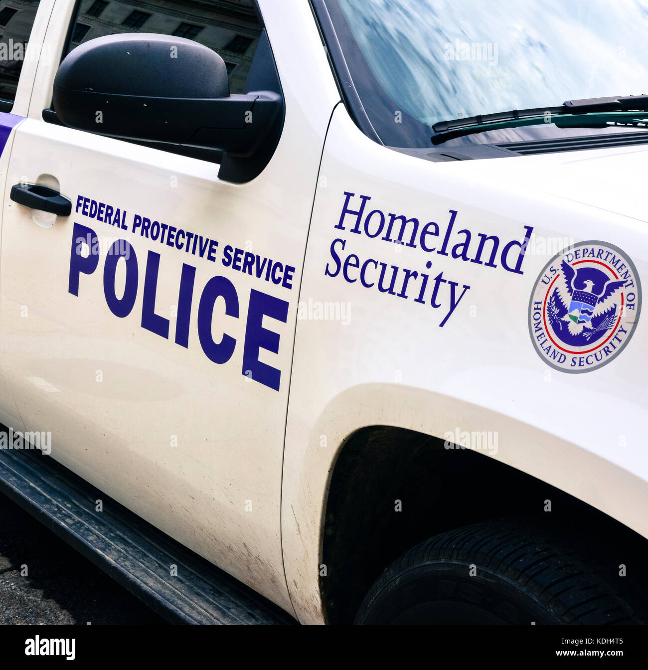 Detail of a Homeland Security Federal Protective Service Police car in Washington, DC, USA Stock Photo