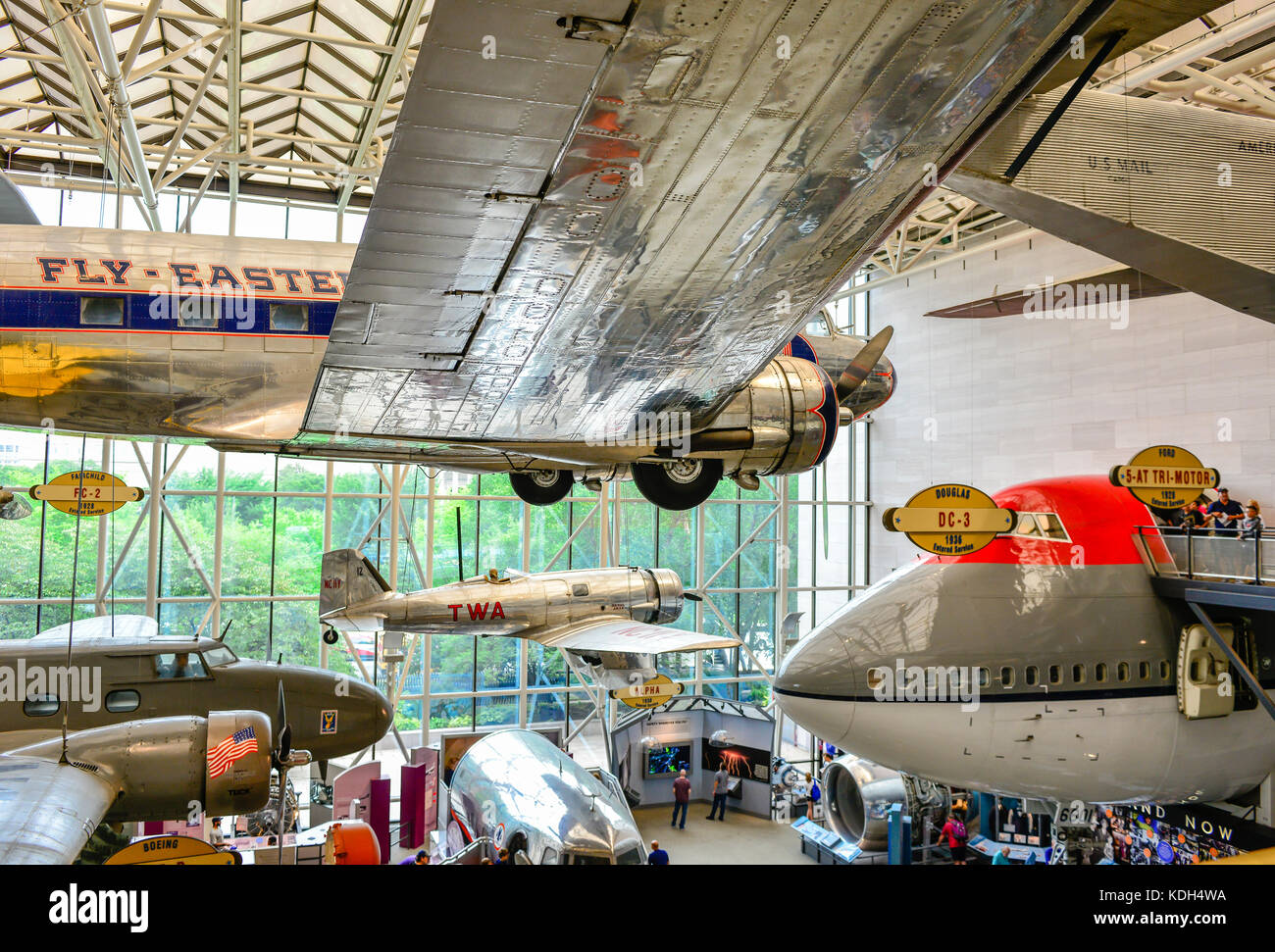 An assortment of vintage American airplanes on display at the National Air and Space Museum, Washington, DC, USA Stock Photo