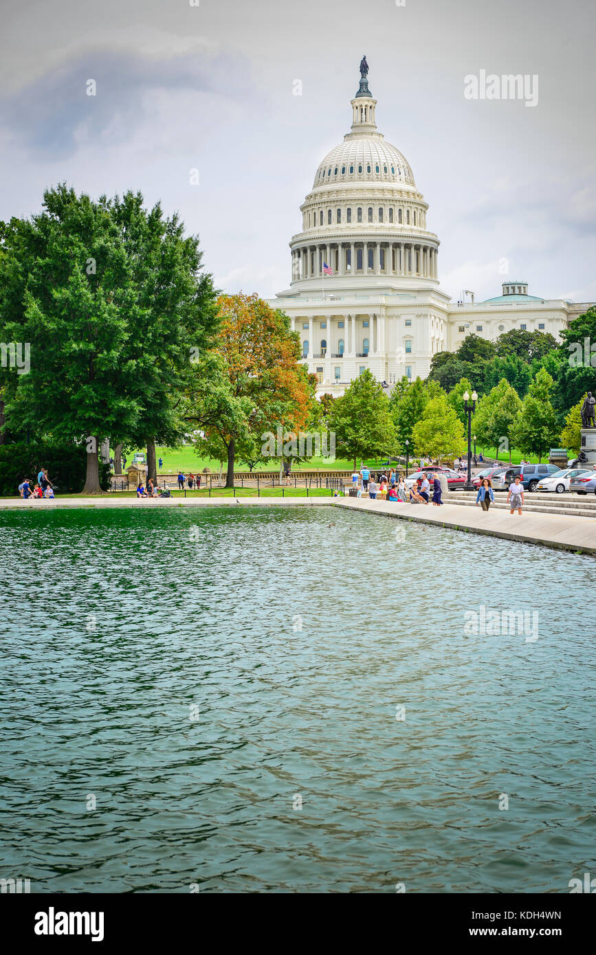 The U.S. Capitol building with Pool on the National Mall in Washington, DC, USA Stock Photo