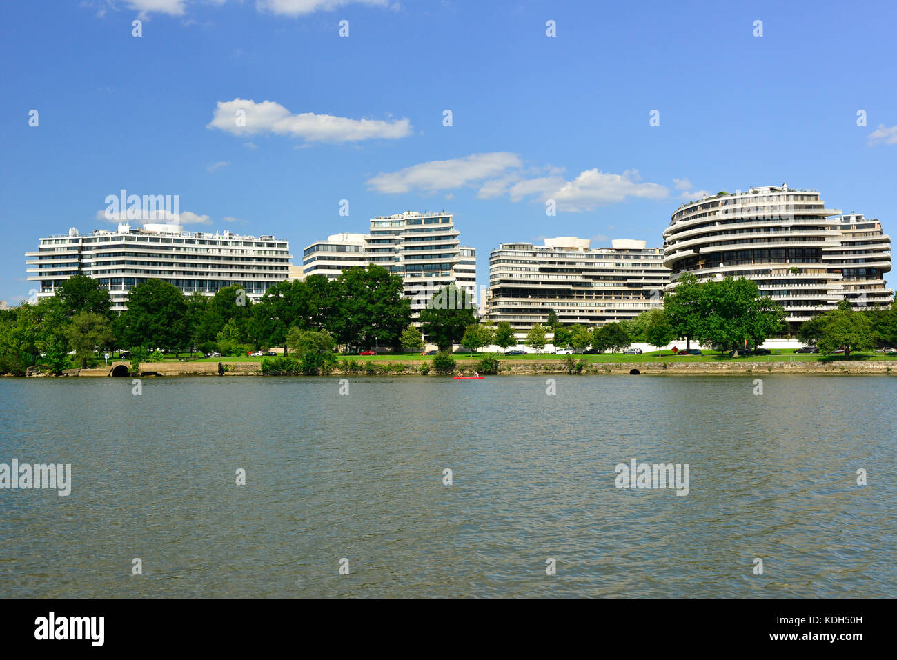 View from the Potomoc River of the infamous Watergate Complex in Washington, DC, USA Stock Photo