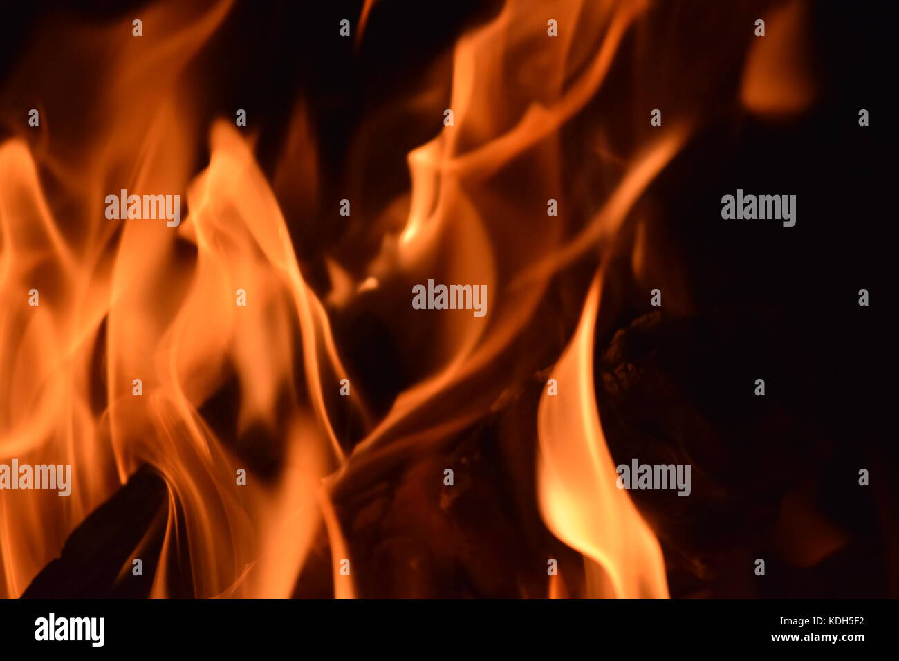 Fire Pit Wood Burning on a Summer Night Stock Photo