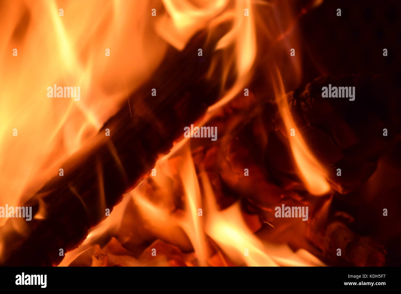 Fire Pit Wood Burning on a Summer Night Stock Photo