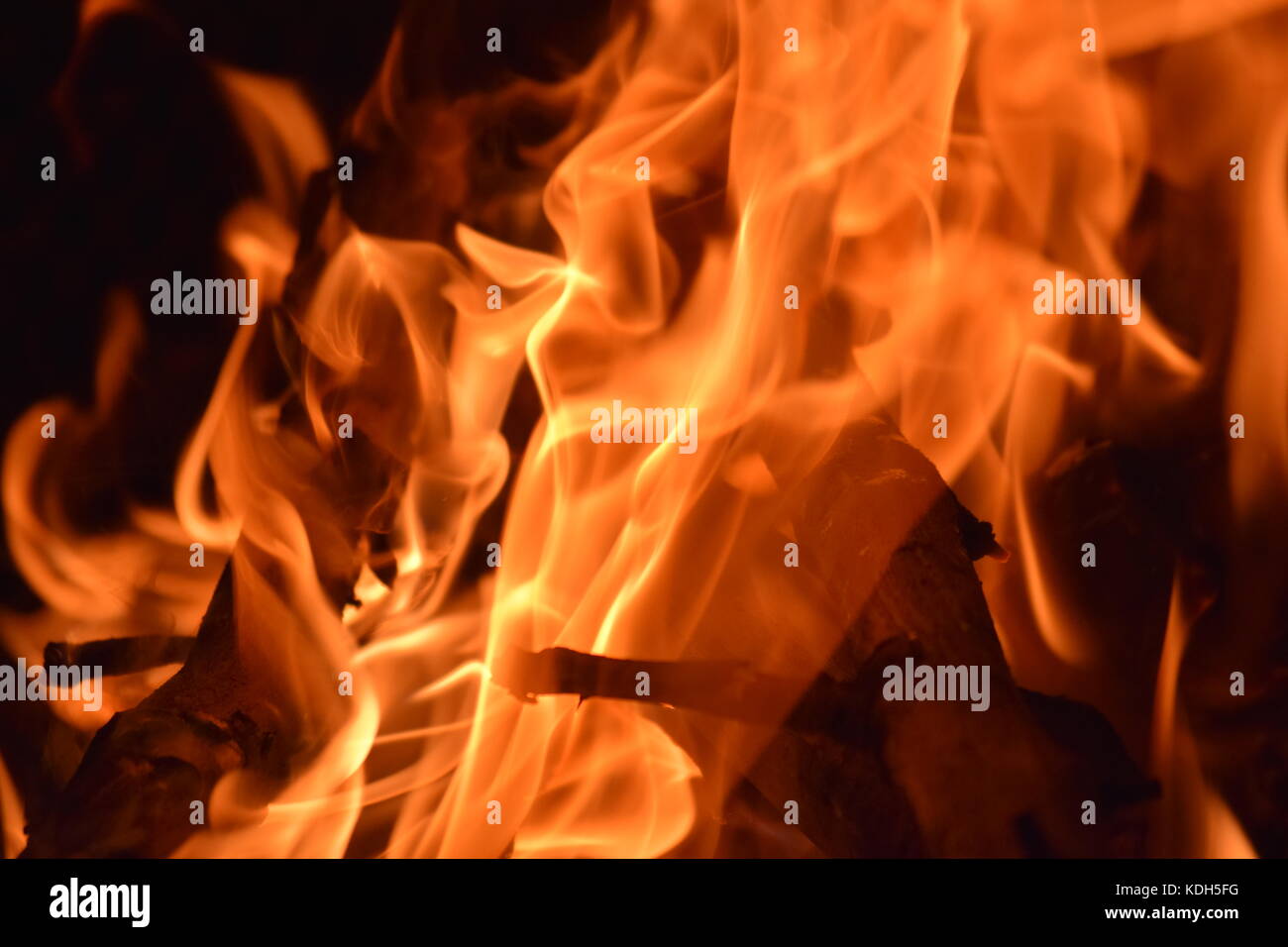 Fire Pit Wood Burning on a Summer Night Stock Photo