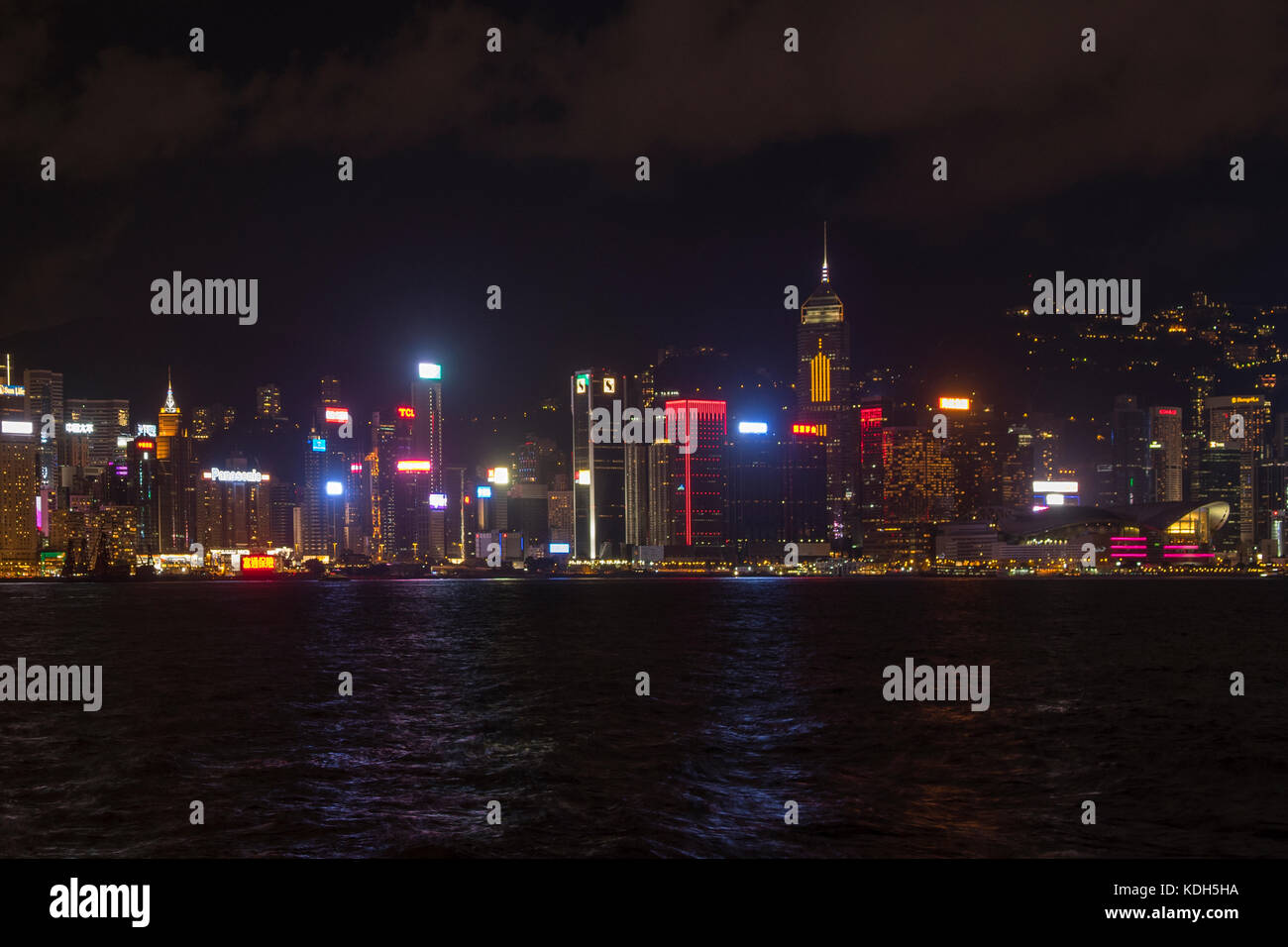 Central Skyline at Night, Hong Kong Island, Hong Kong, China Stock Photo