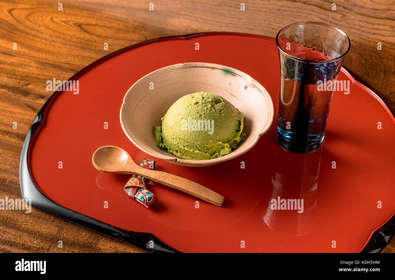 Japanese green tea ice cream. Stock Photo