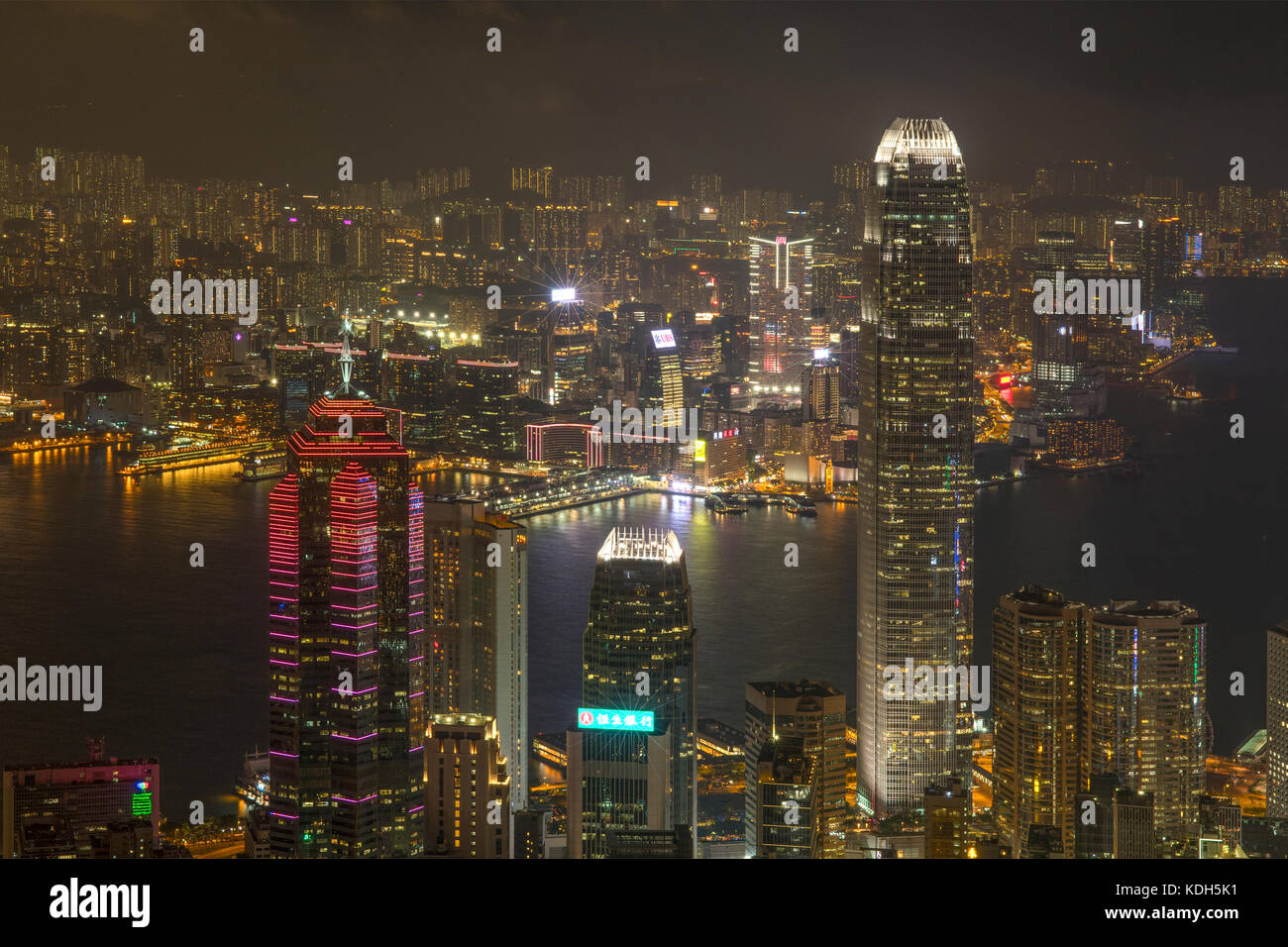 Hong Kong from the Peak at Night, Hong Kong, China Stock Photo