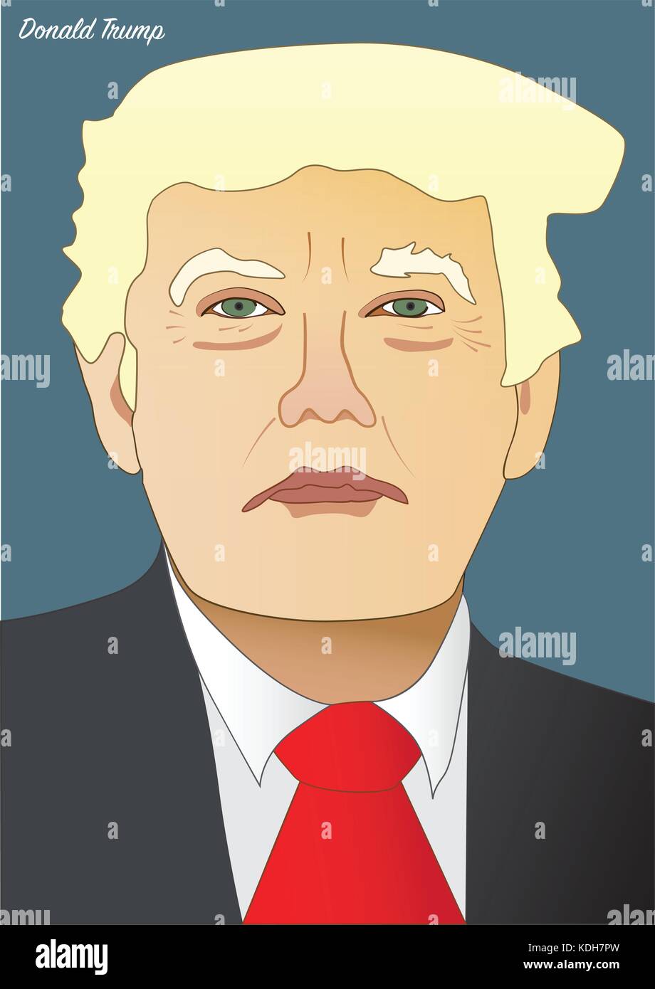 Vector portrait of Donald Trump, President of the United States of America Stock Vector