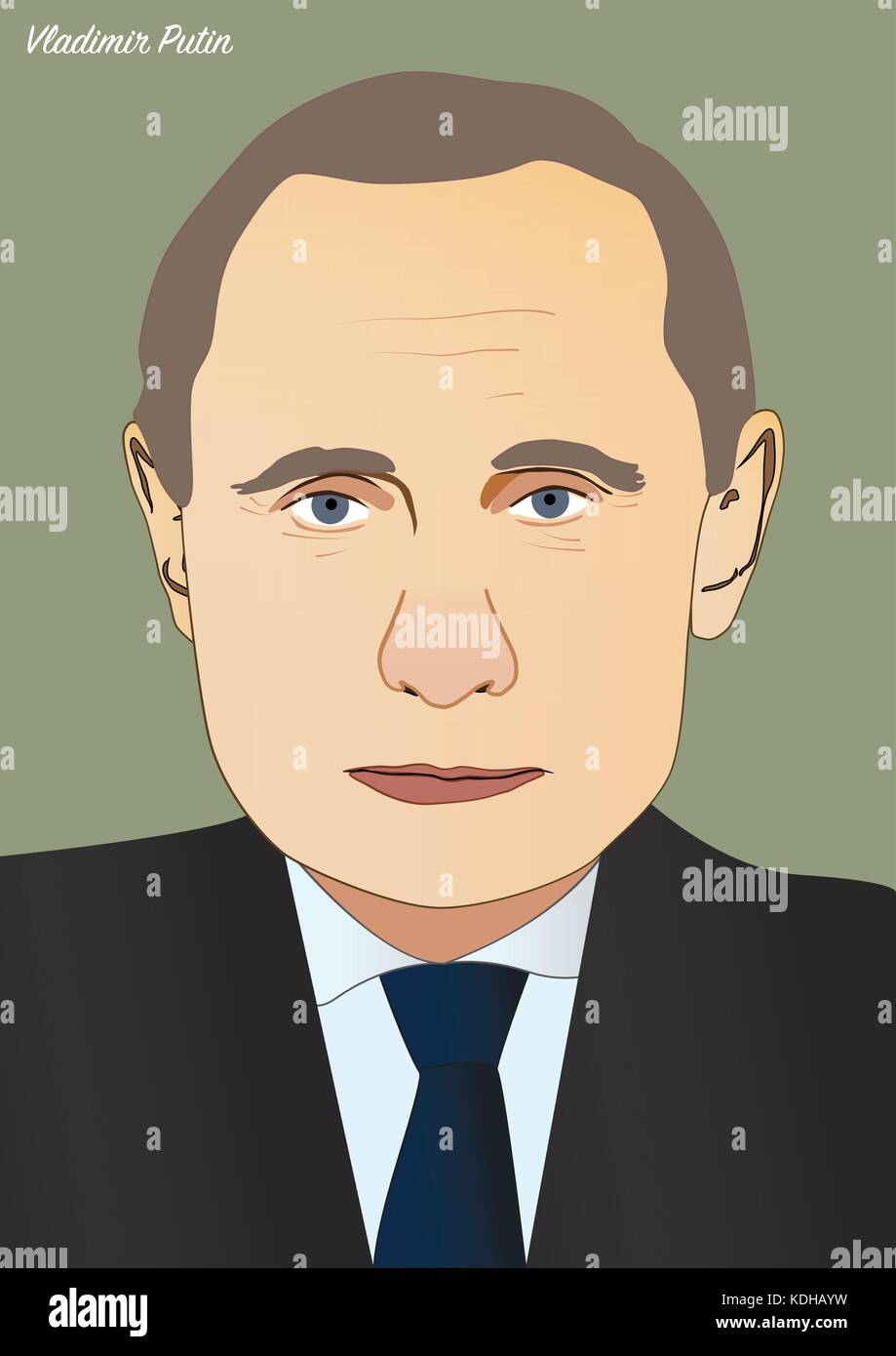 Kiev/Ukraine - October 14, 2017: Vector portrait of Vladimir Putin, President of the Russian Federation Stock Vector