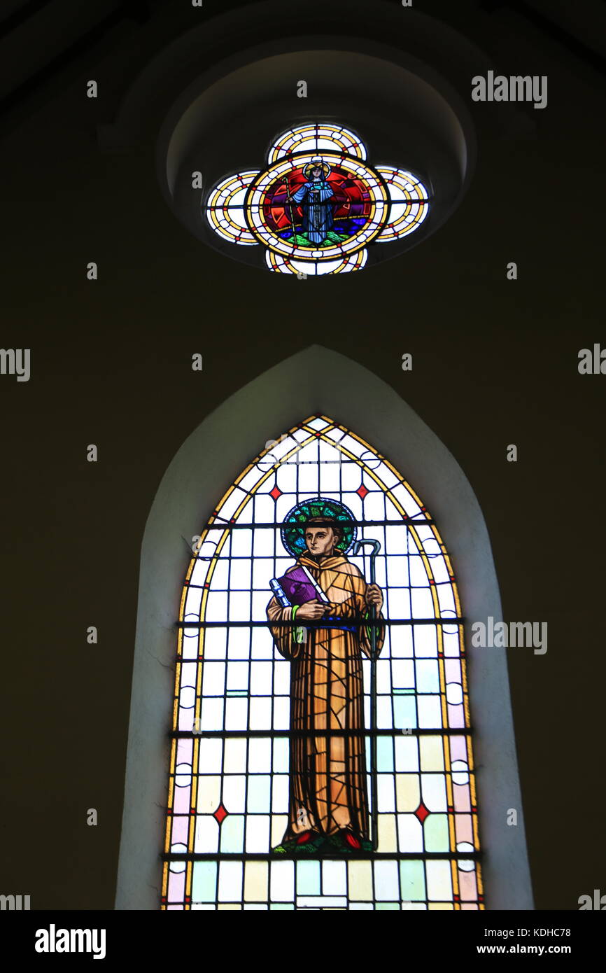 Stained glass windows in various churches in Co. Kerry, Ireland Stock