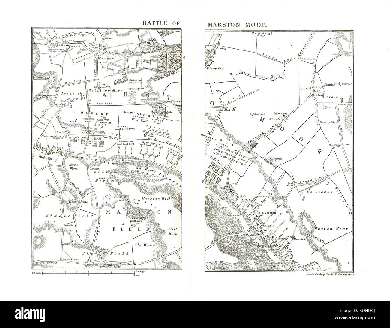 Map of The Battle of Marston Moor, 2 July 1644, English Civil War Stock Photo