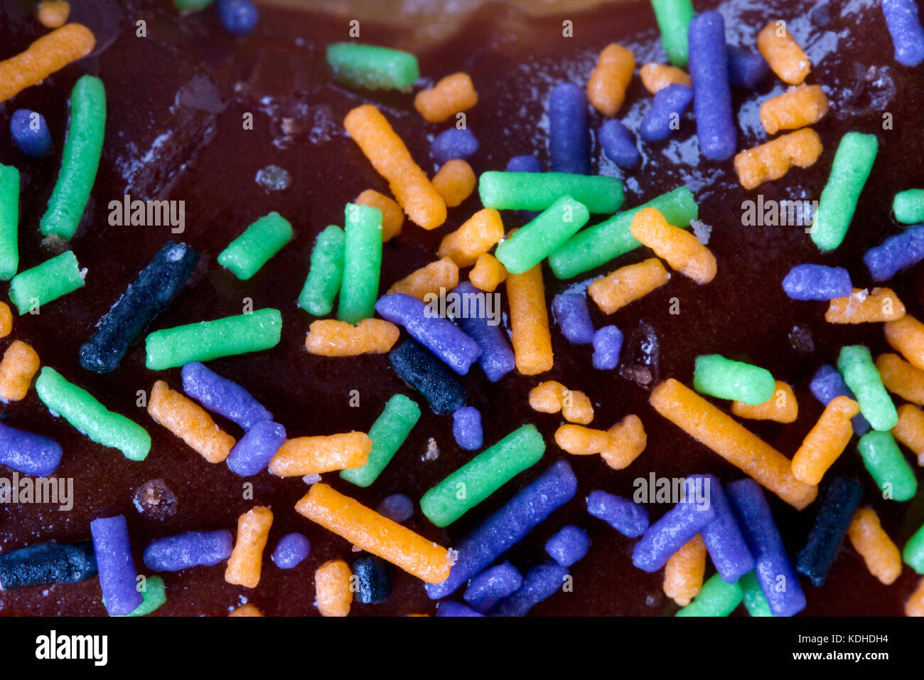 Close up detailed view of yummy donut with colorful sweets on Stock ...