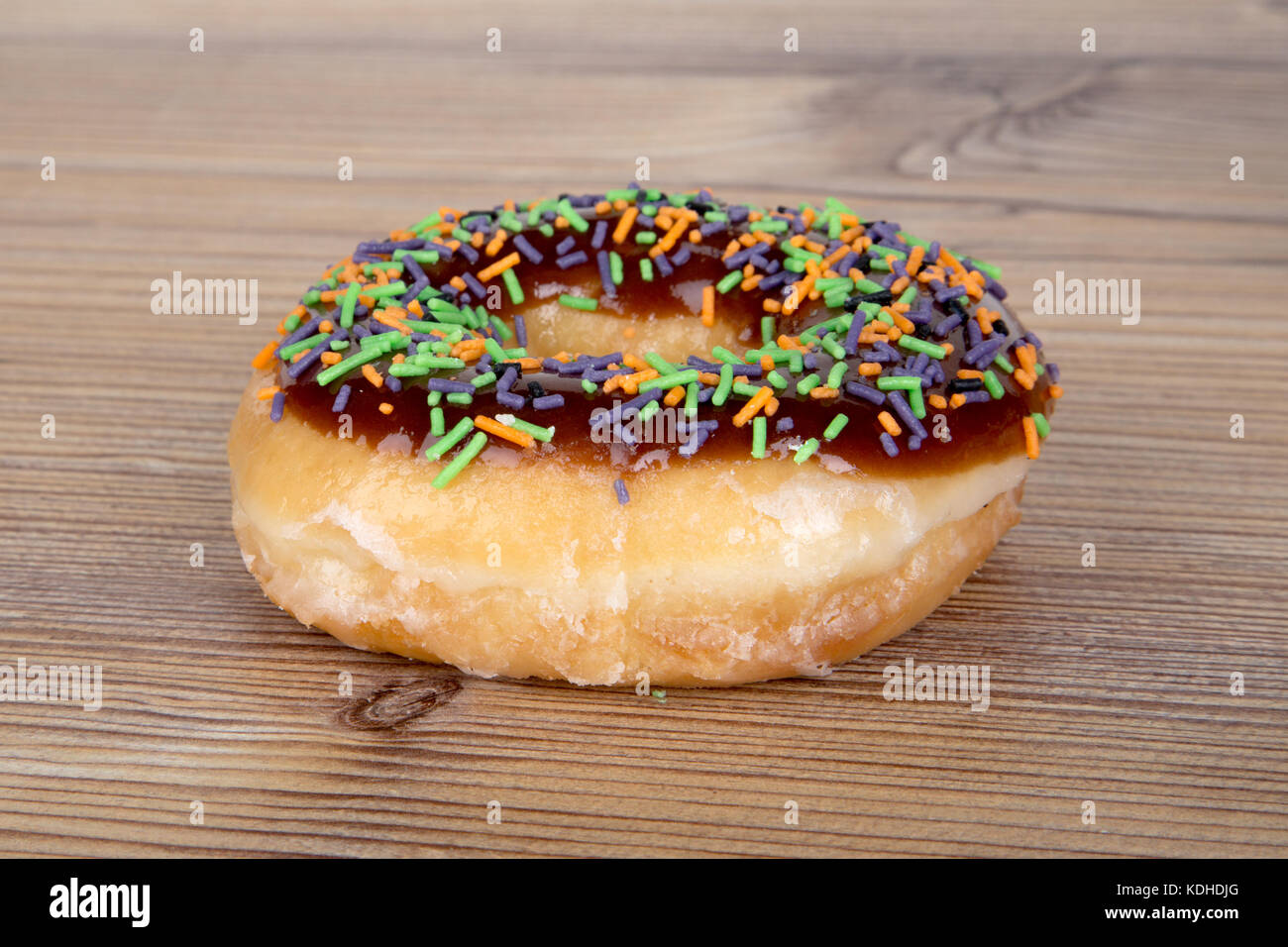 Close up detailed view of yummy donuts with chocolate, powdered sugar ...