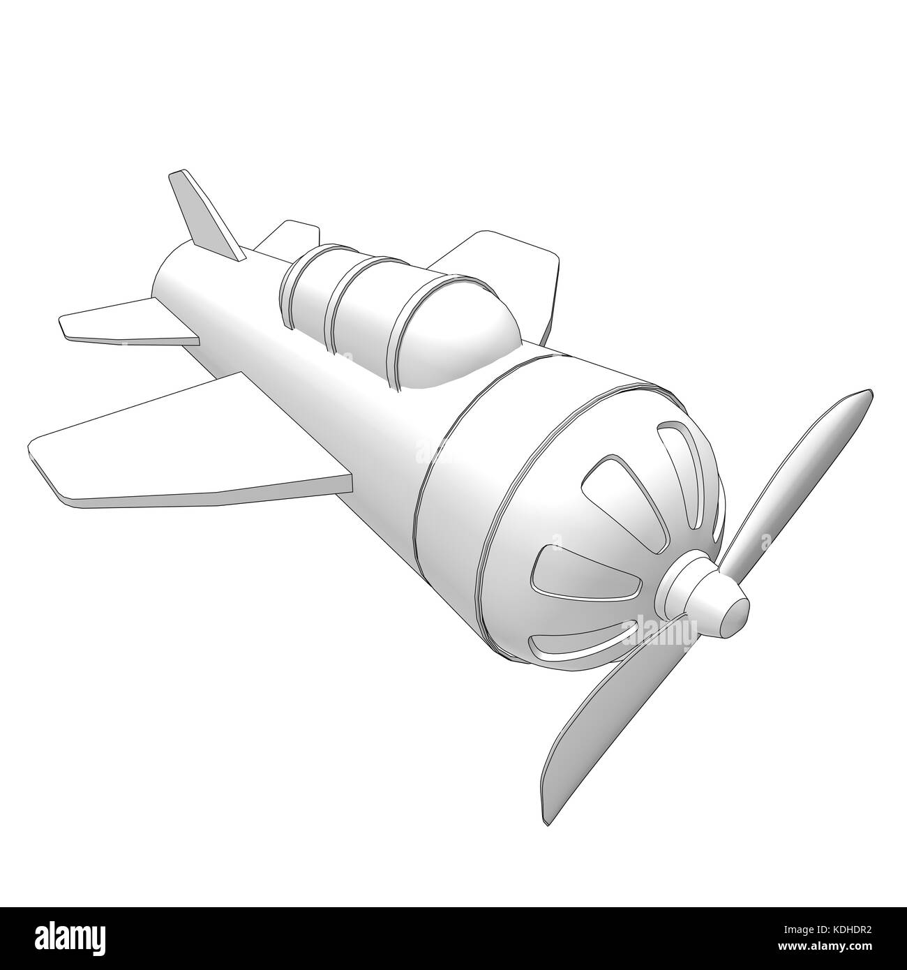 isolated toy airplane with contours in black Stock Photo