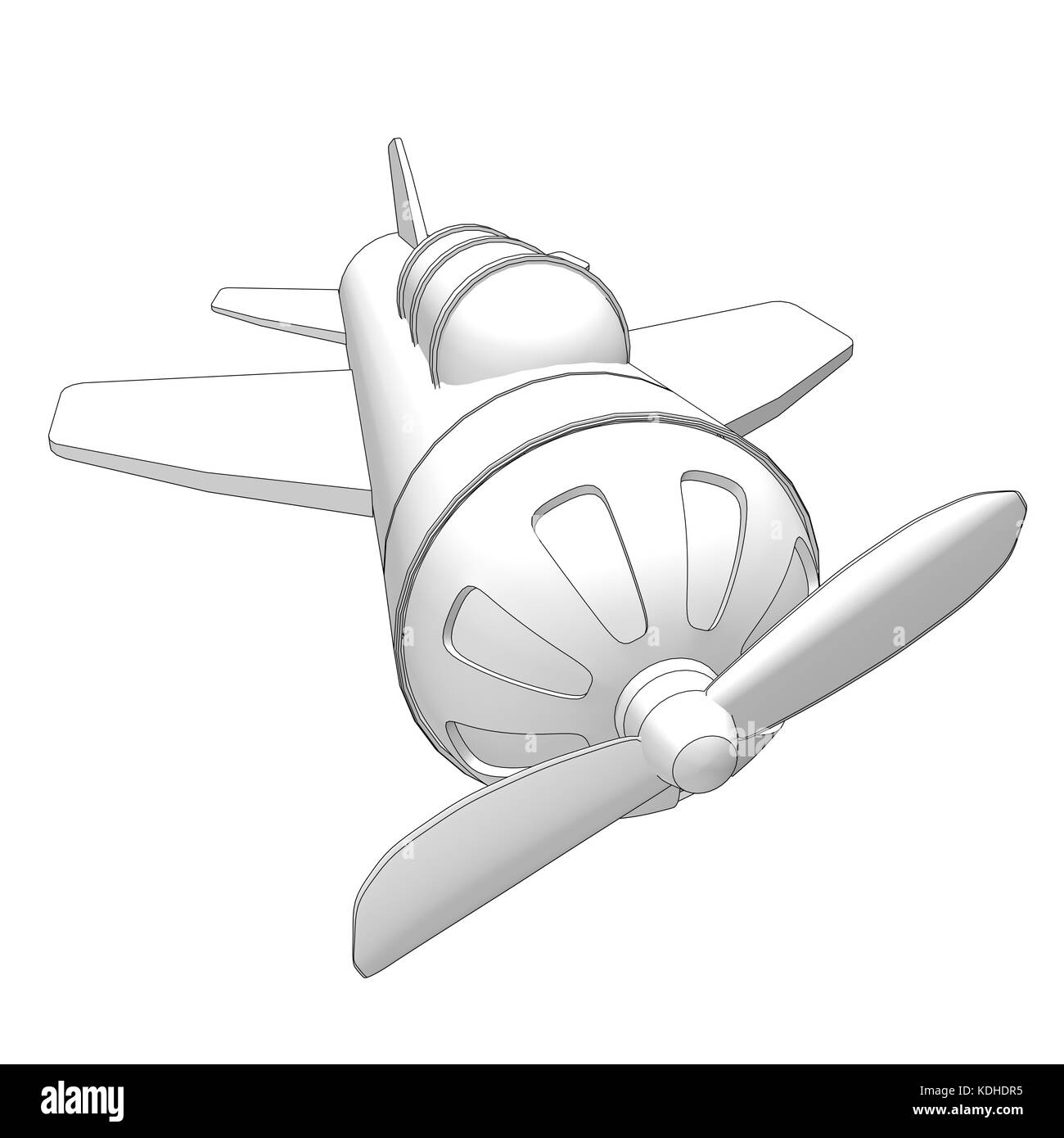 isolated toy airplane with contours in black Stock Photo