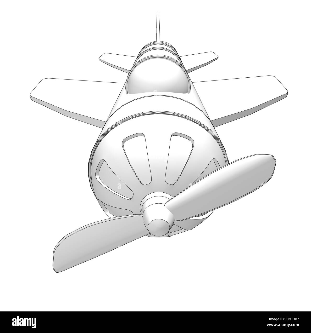 isolated toy airplane with contours in black Stock Photo