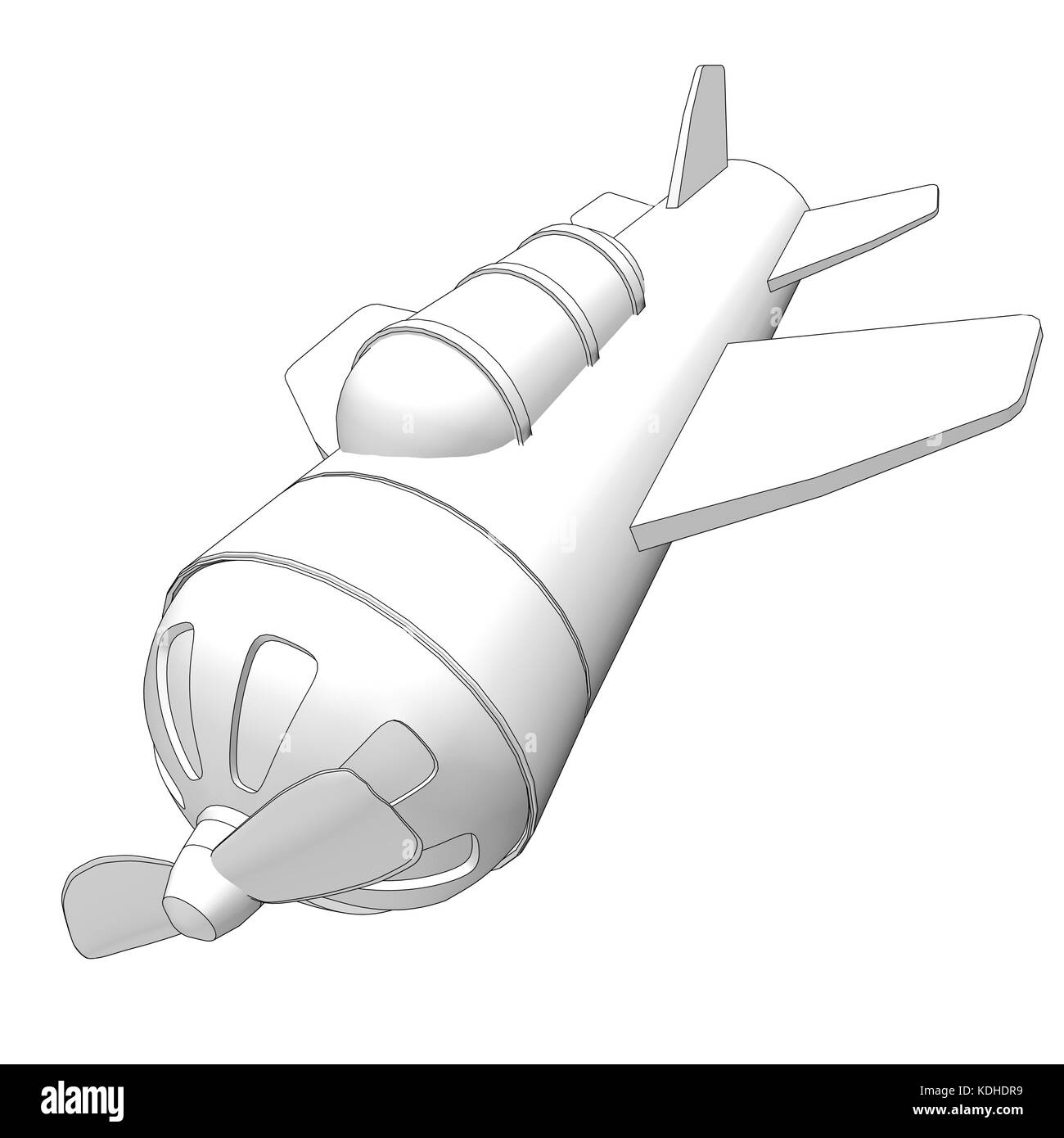 isolated toy airplane with contours in black Stock Photo