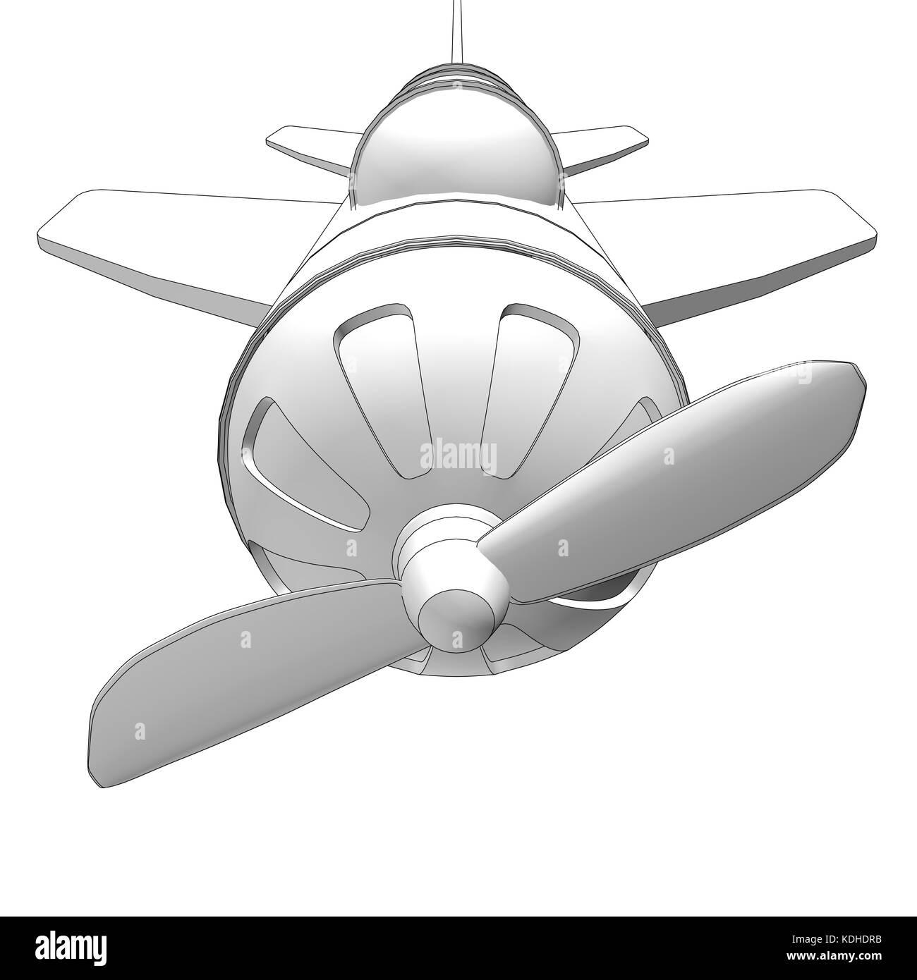 isolated toy airplane with contours in black Stock Photo