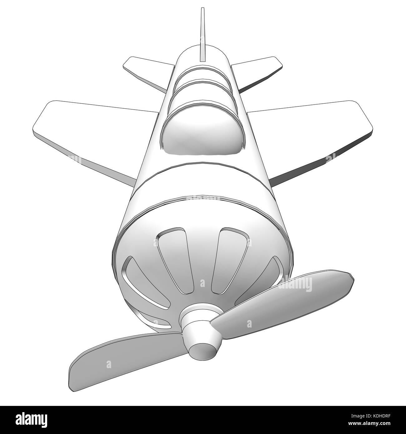 isolated toy airplane with contours in black Stock Photo