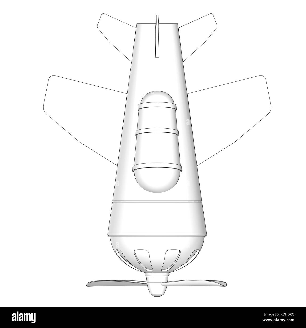 isolated toy airplane with contours in black Stock Photo