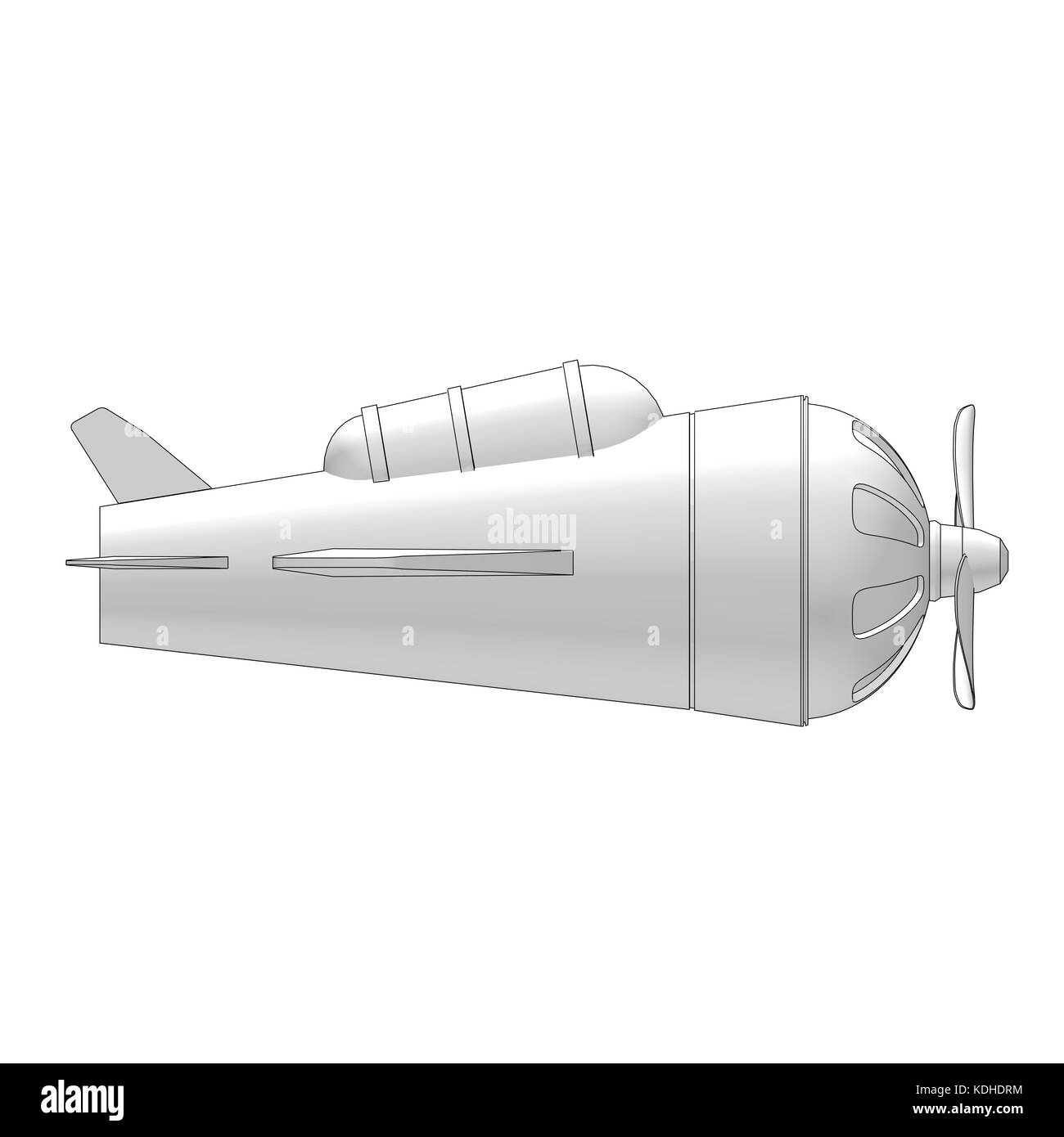 isolated toy airplane with contours in black Stock Photo