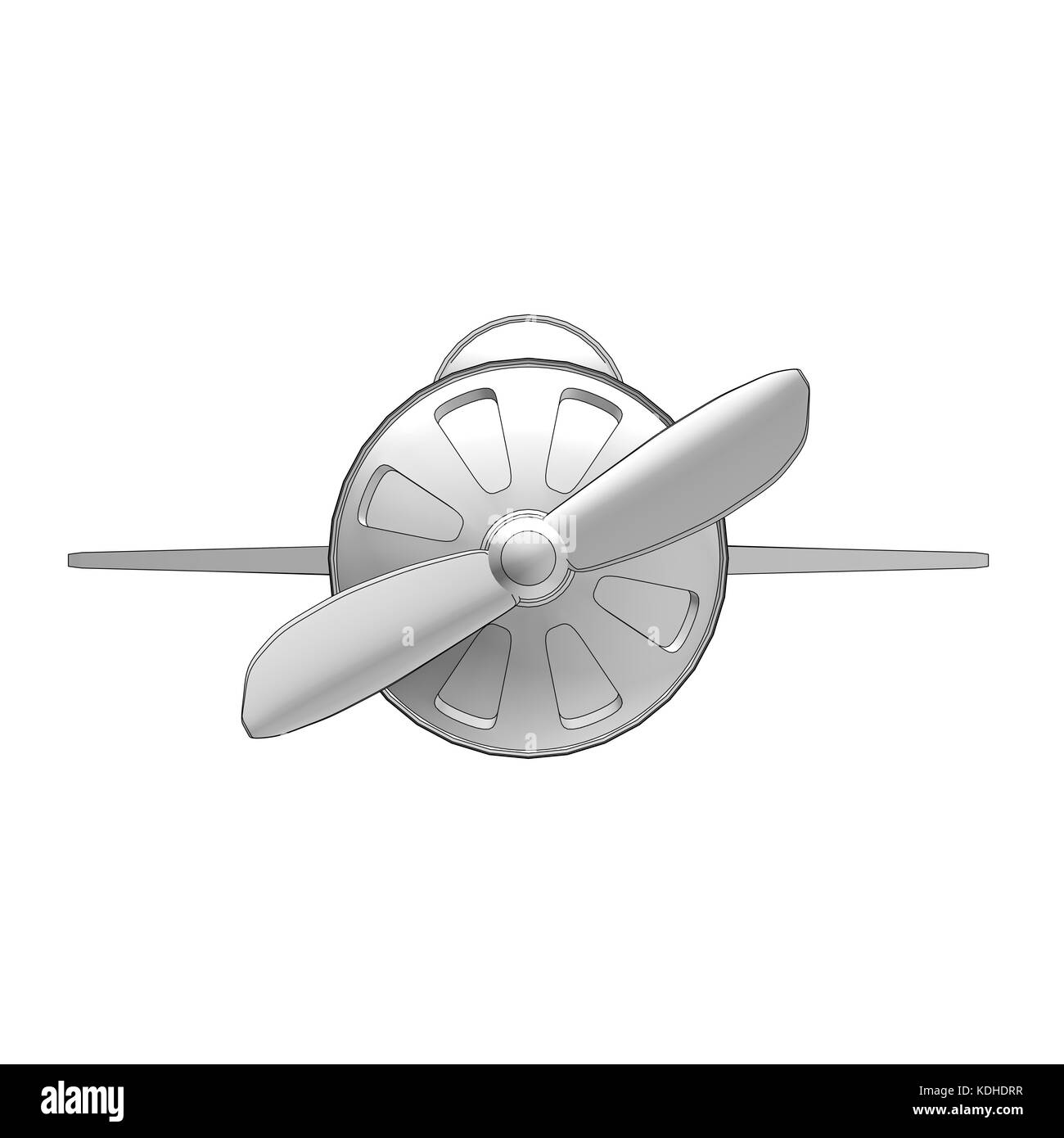isolated toy airplane with contours in black Stock Photo