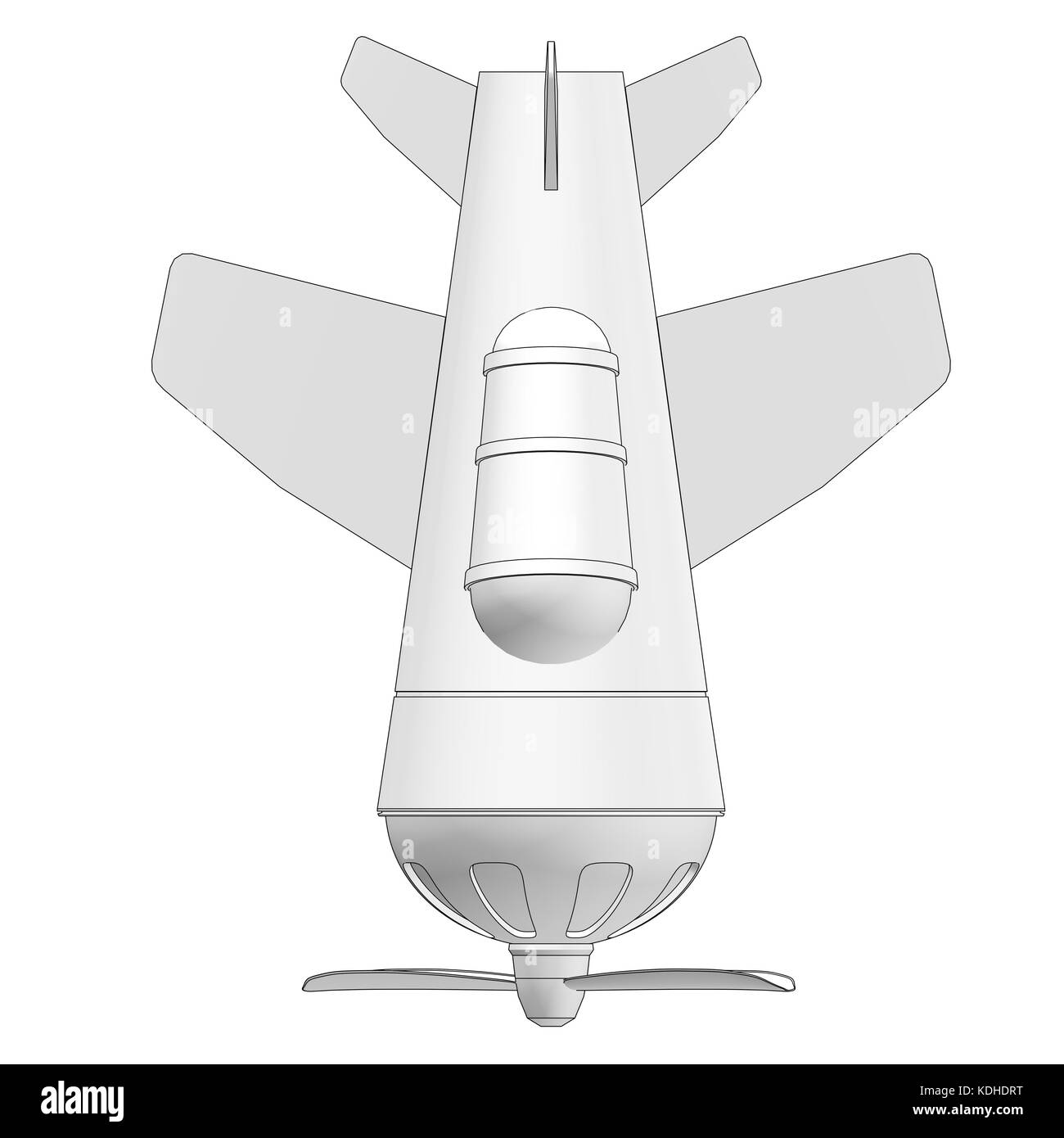 isolated toy airplane with contours in black Stock Photo