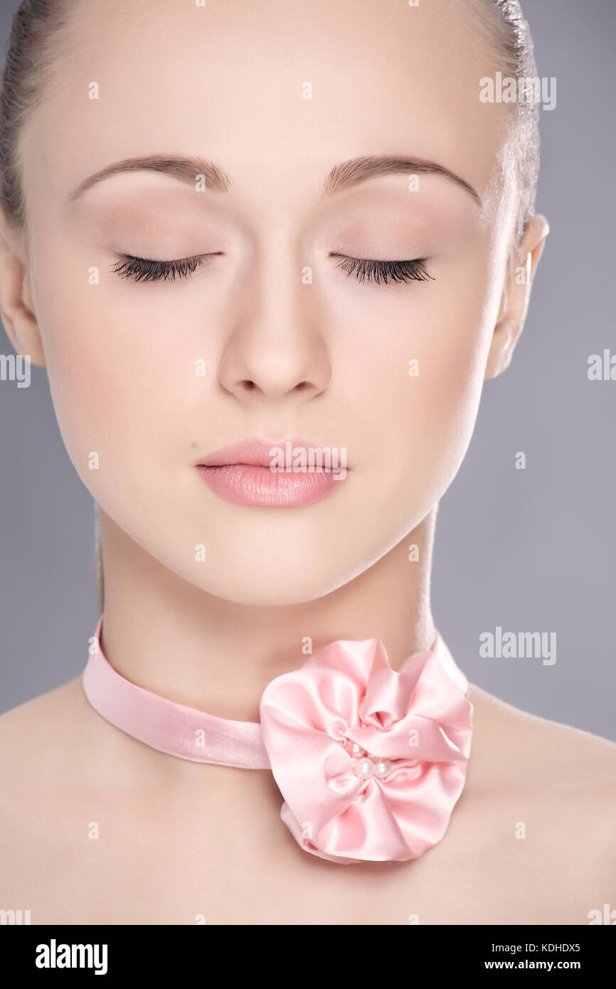 Young girl with closed eyes Stock Photo - Alamy