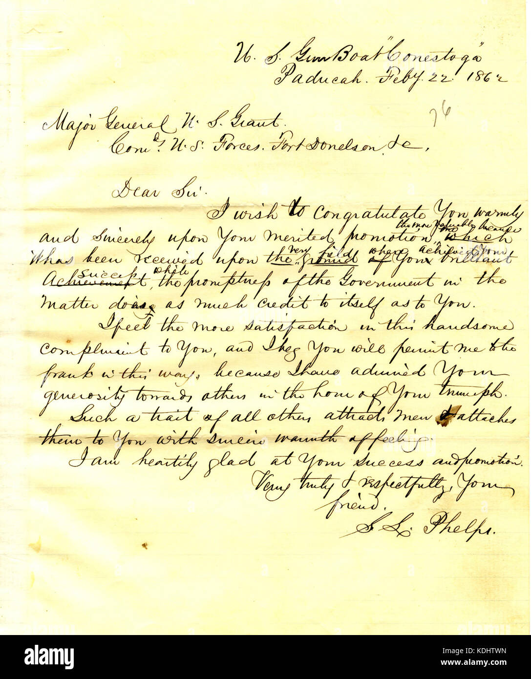 Letter from Seth Ledyard Phelps, U.S.S. Conestoga, Paducah, Kentucky