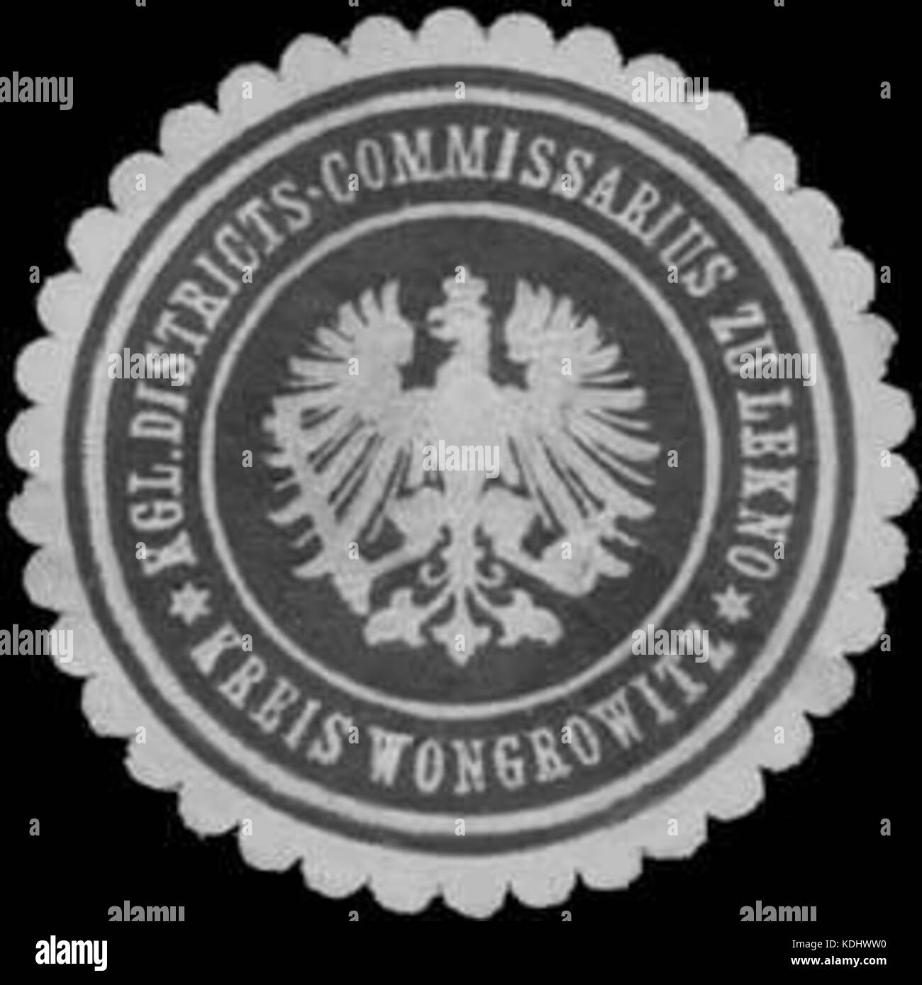 Siegelmarke K. Districts Commissarius zu Lekno Kreis Wongrowitz
